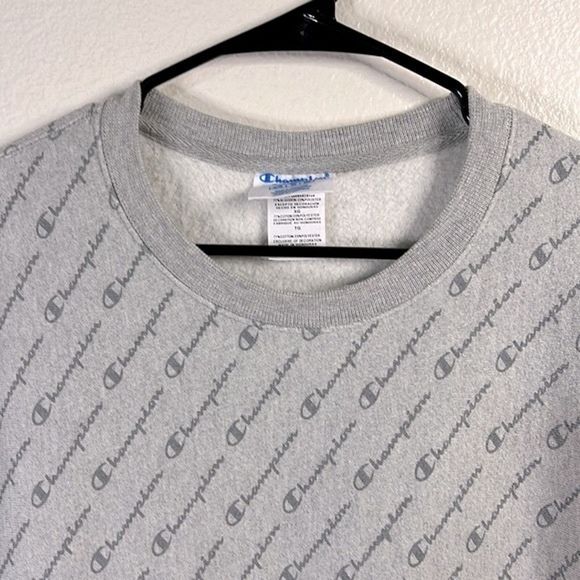 Champion Reverse Weave All Over Script Print Crew Neck Sweatshirt Size: XL - Picture 2 of 8